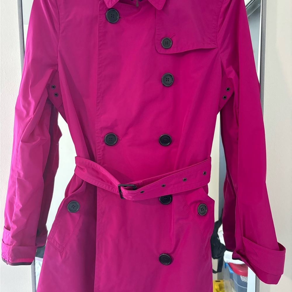 Women's Pink Double-Breasted Trench Coat